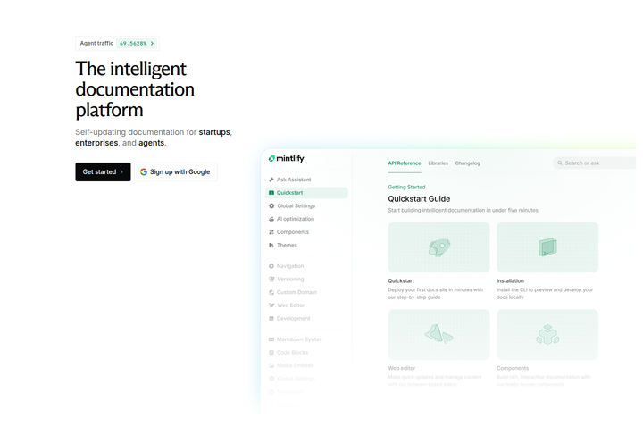 The Intelligent Documentation Platform section from Mintlify