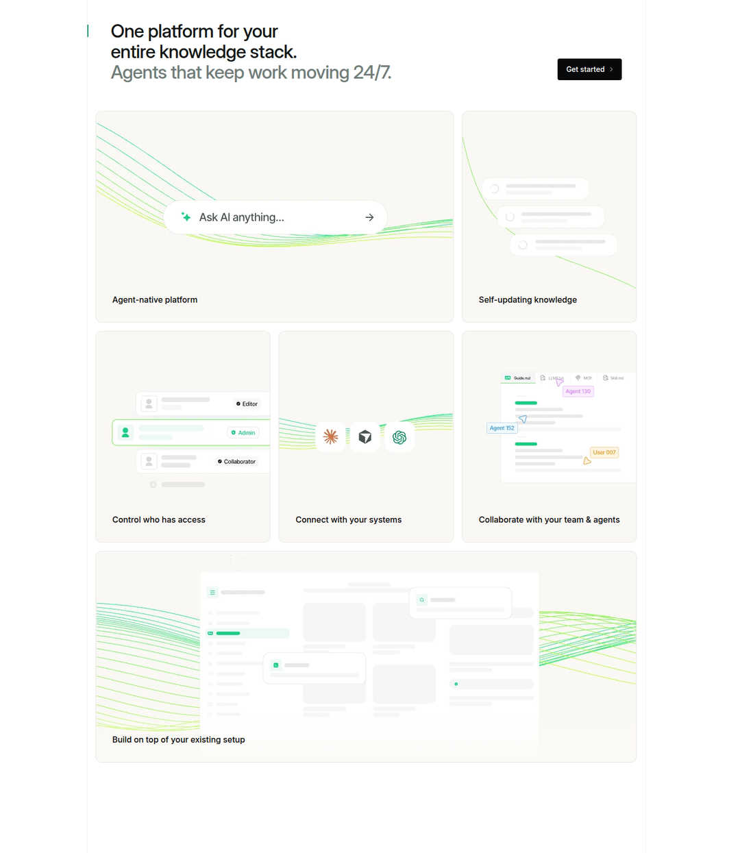 One Platform for Your Knowledge Stack section from Mintlify