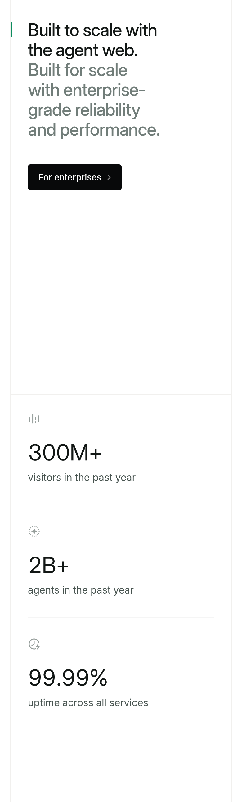 Built to Scale With the Agent Web section from Mintlify, on a phone