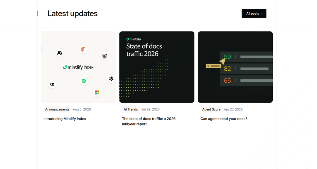 Latest Updates section from Mintlify