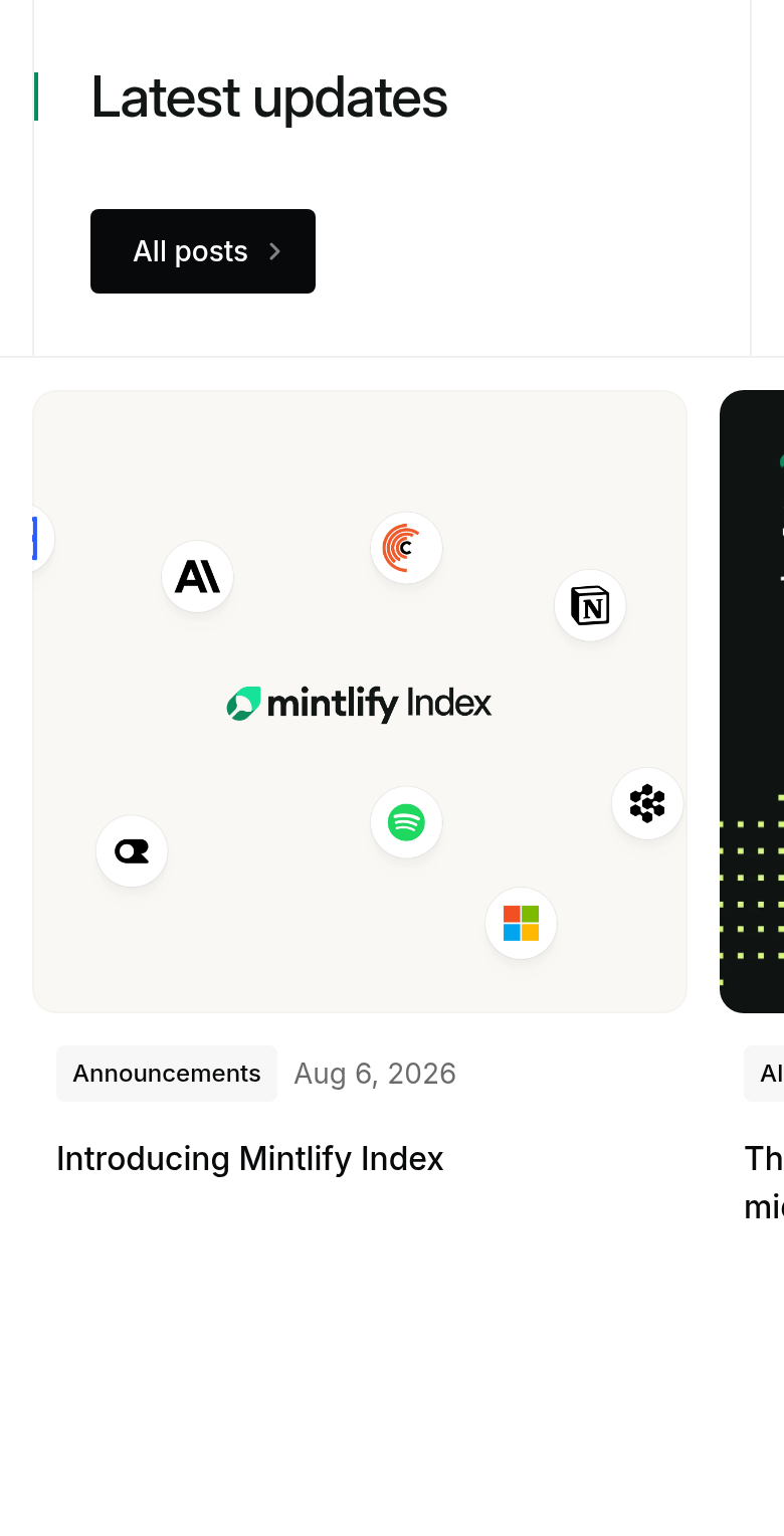 Latest Updates section from Mintlify, on a phone