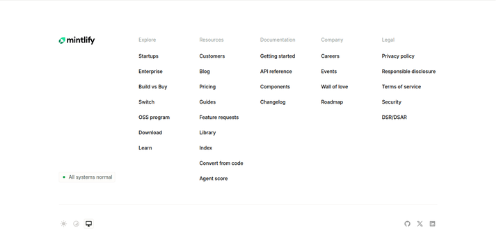 Footer section from Mintlify