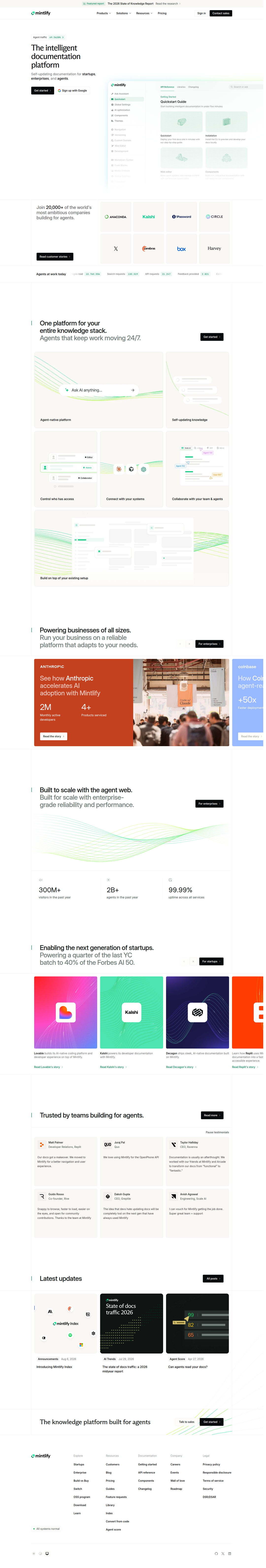 Home page of Mintlify