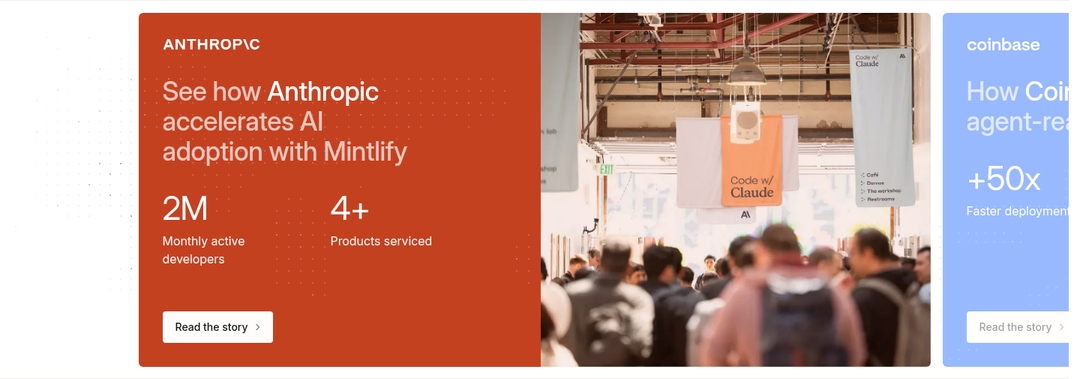 Customer Stories section from Mintlify