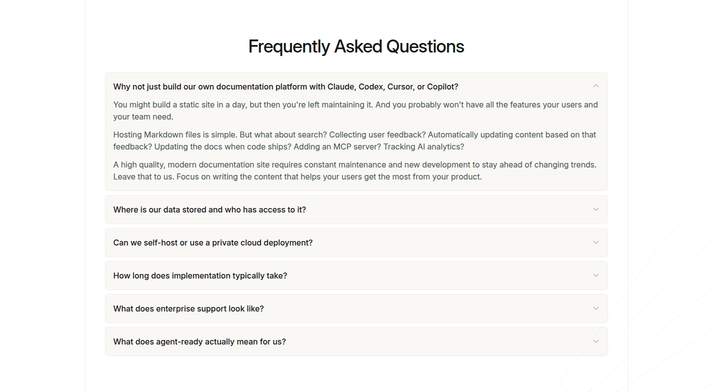 Frequently Asked Questions section from Mintlify
