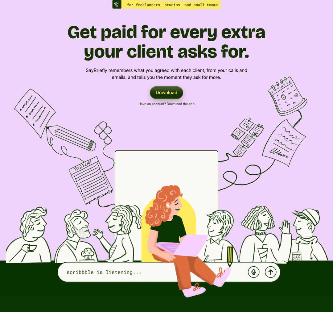 Get Paid for Every Extra Your Client Asks For section from SayBriefly
