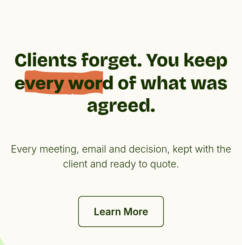 One Extra Page a Month at $300 section from SayBriefly, on a phone