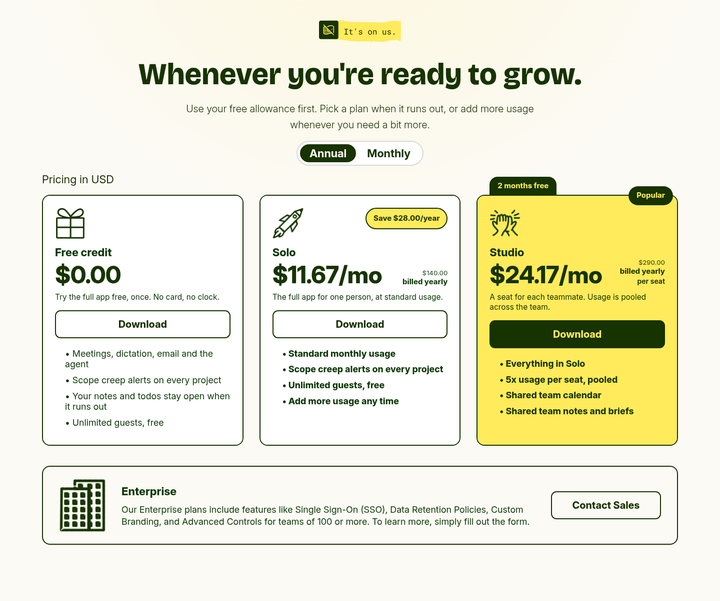 Whenever You're Ready to Grow section from SayBriefly
