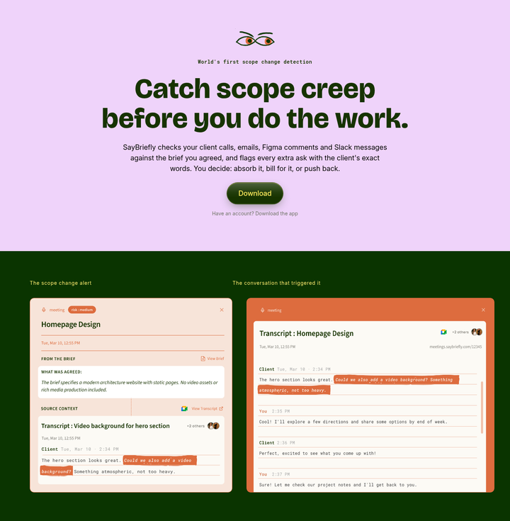 Catch Scope Creep Before You Do the Work section from SayBriefly