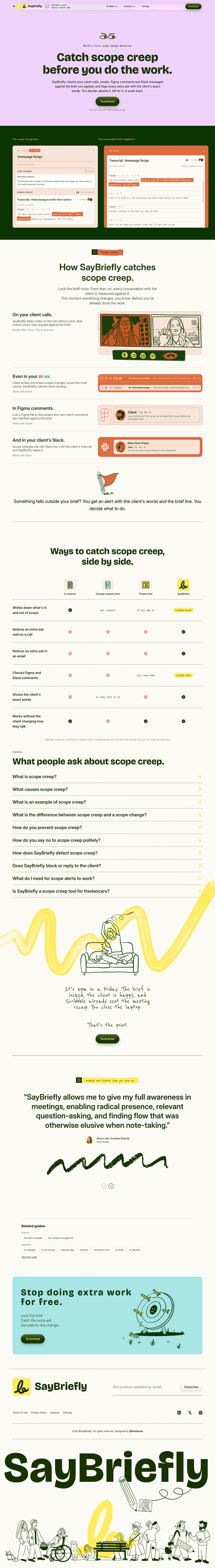 Scope Creep page from SayBriefly