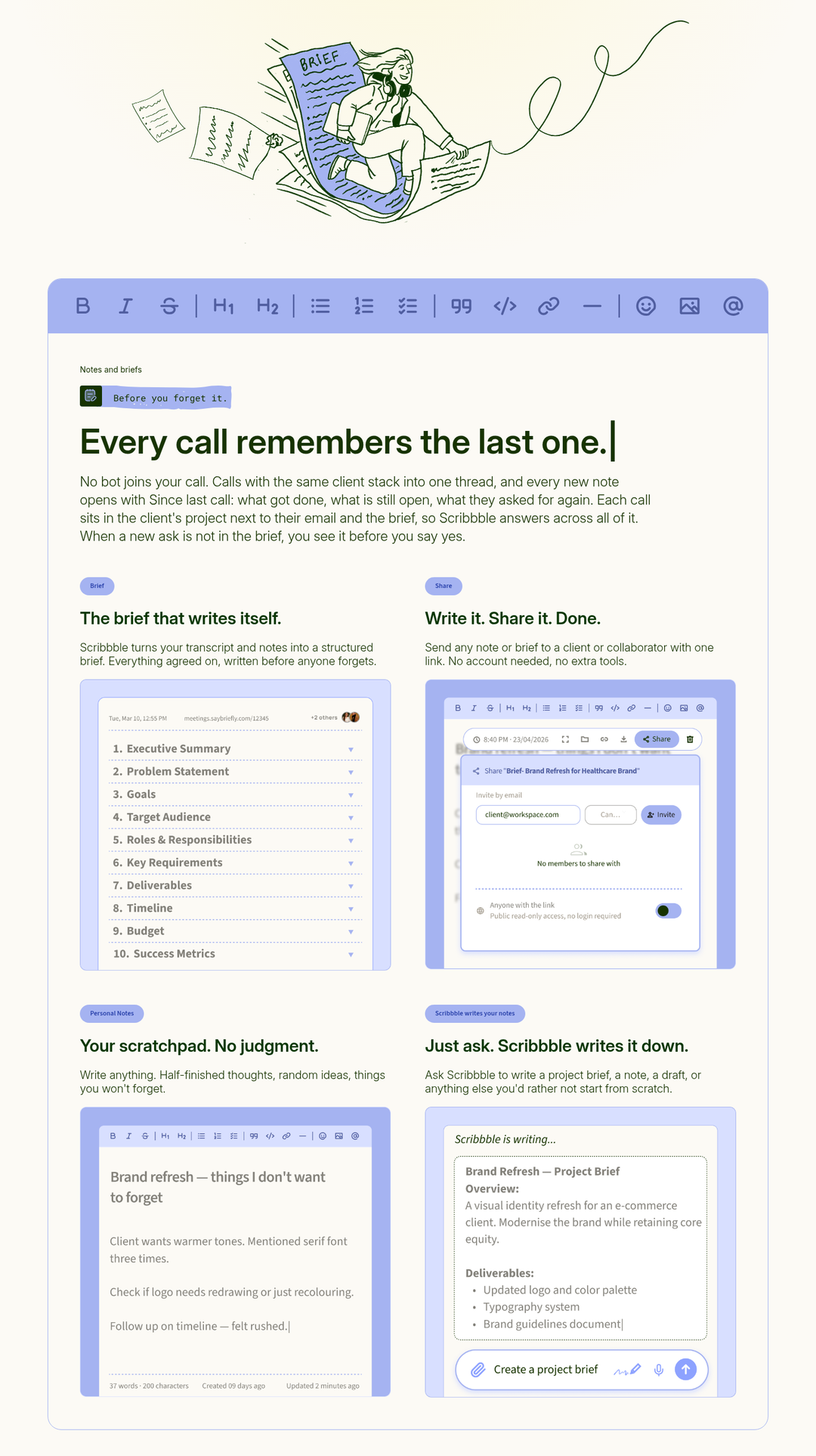 Every Call Remembers the Last One section from SayBriefly