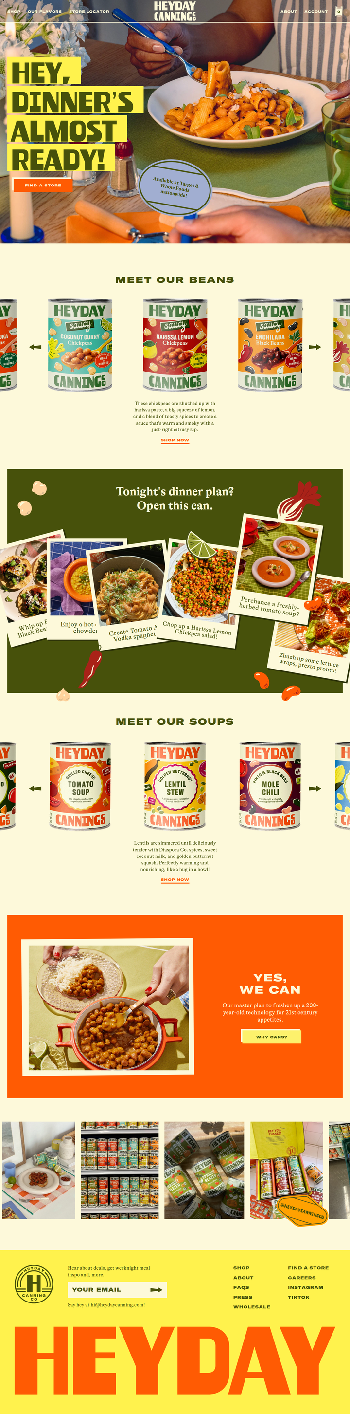 Home page from Heyday Canning