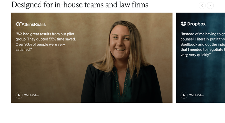 Customer Stories section from Spellbook