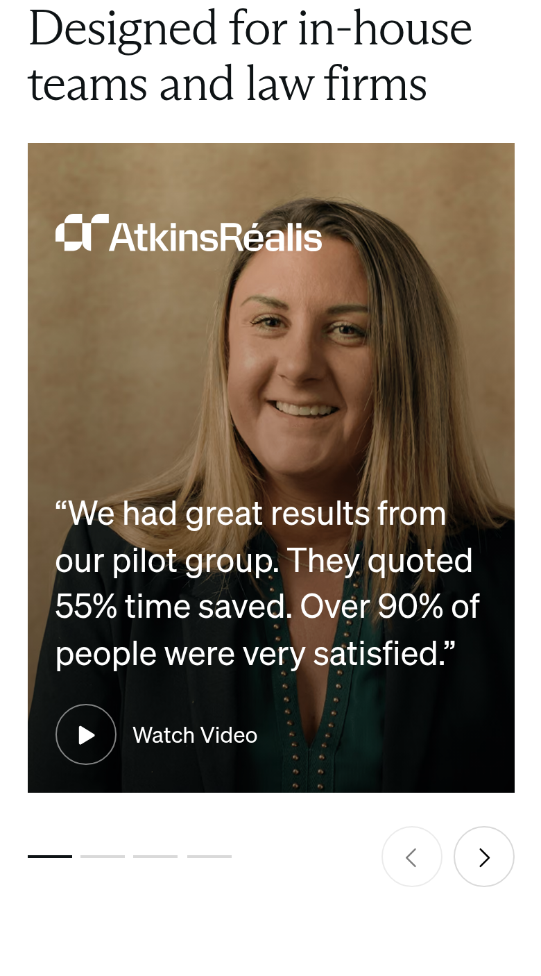 Customer Stories section from Spellbook, on a phone