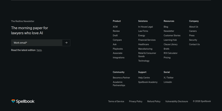 Footer section from Spellbook