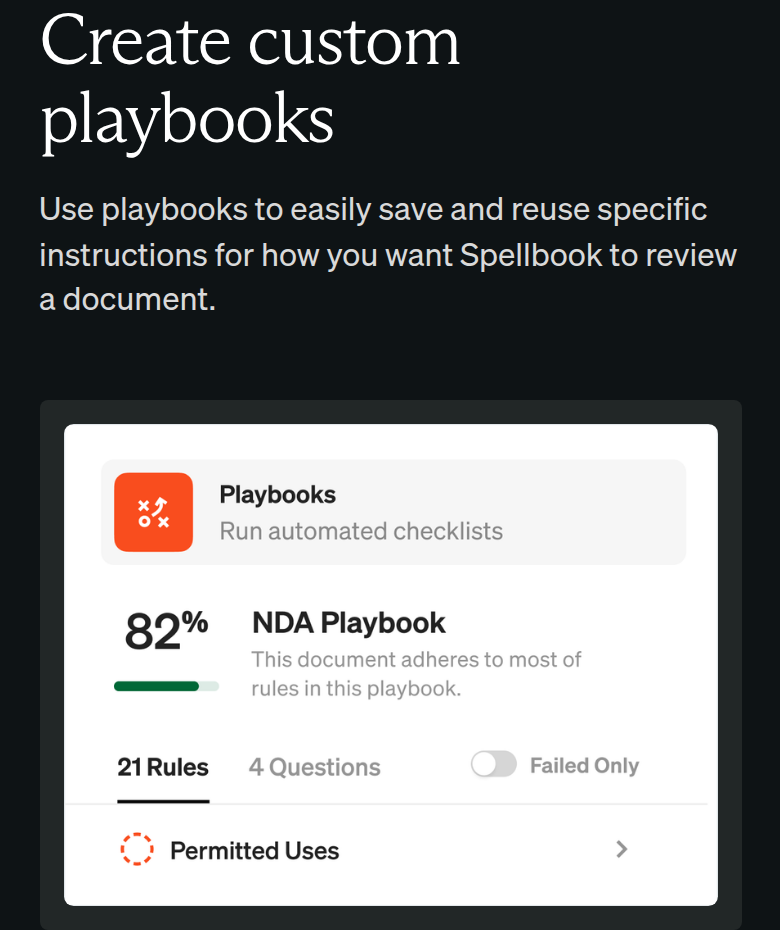 Custom Playbooks section from Spellbook, on a phone