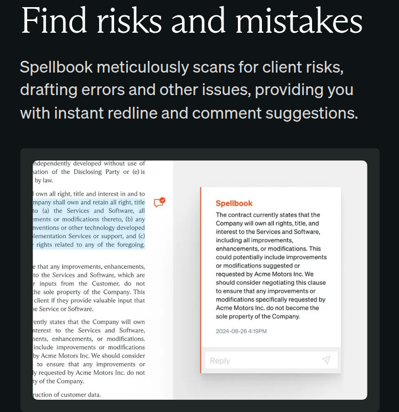Find Risks and Mistakes section from Spellbook, on a phone