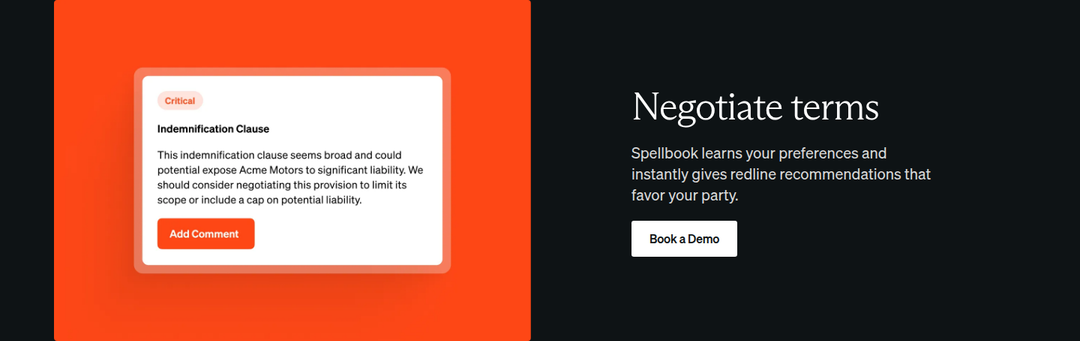 Negotiate Terms section from Spellbook