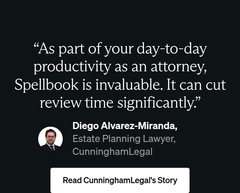 Testimonial section from Spellbook, on a phone
