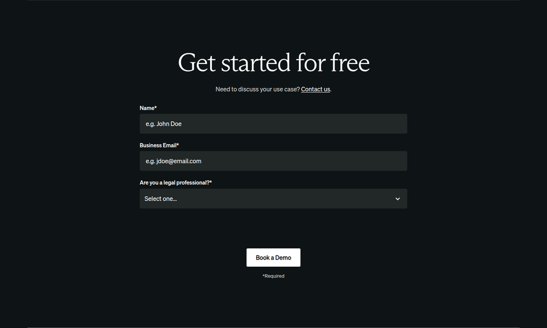 Get Started Form section from Spellbook