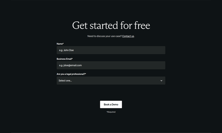 Get Started Form section from Spellbook