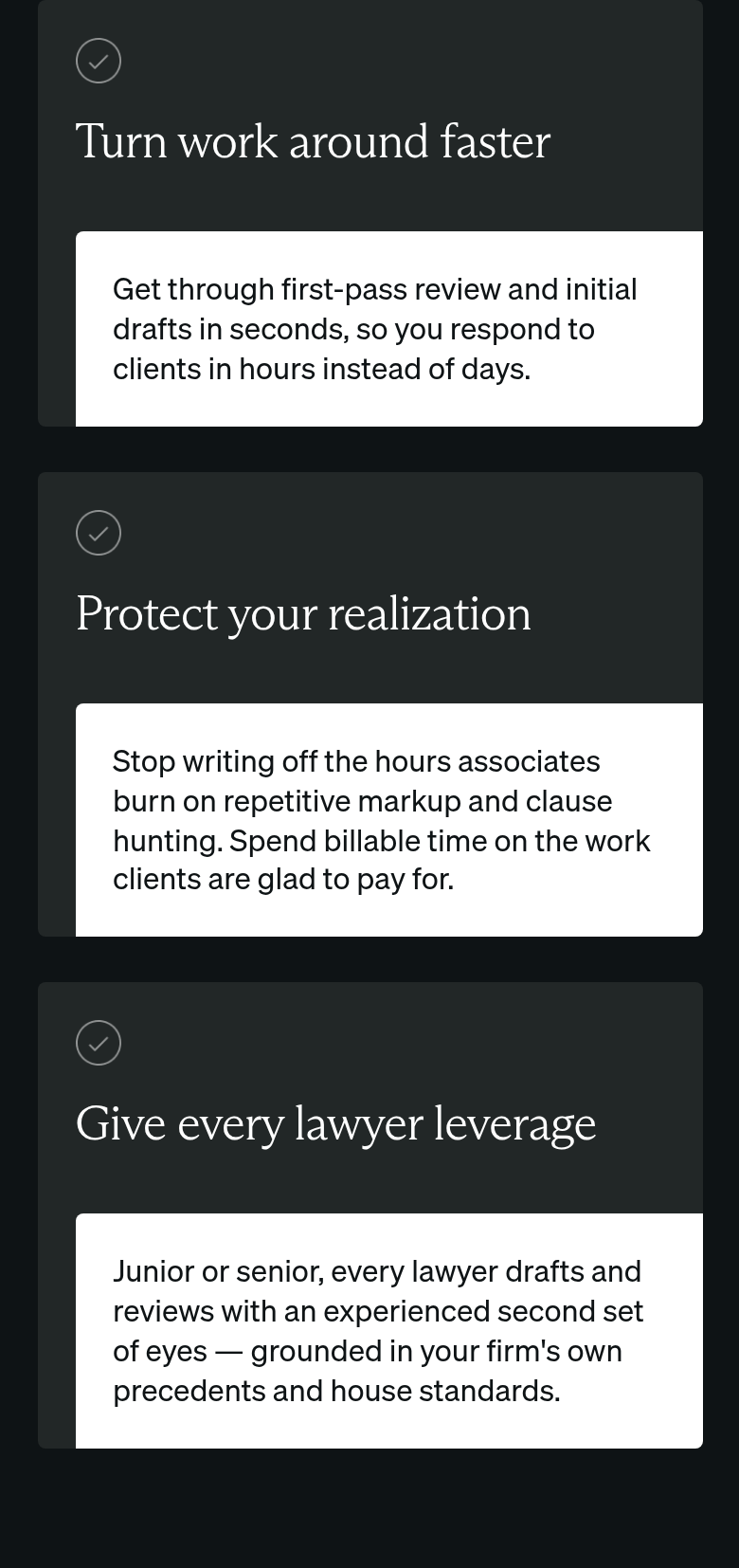 Benefits section from Spellbook, on a phone