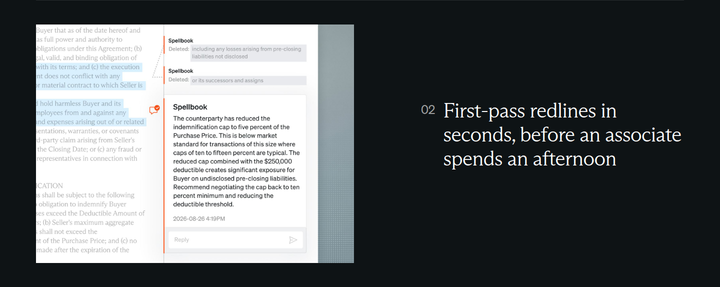 First-Pass Redlines section from Spellbook
