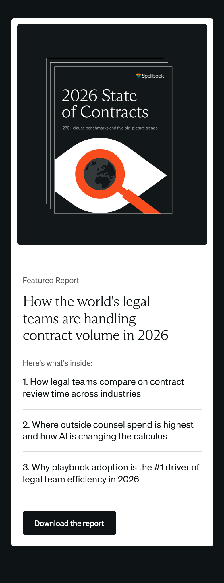 State of Contracts Report section from Spellbook, on a phone