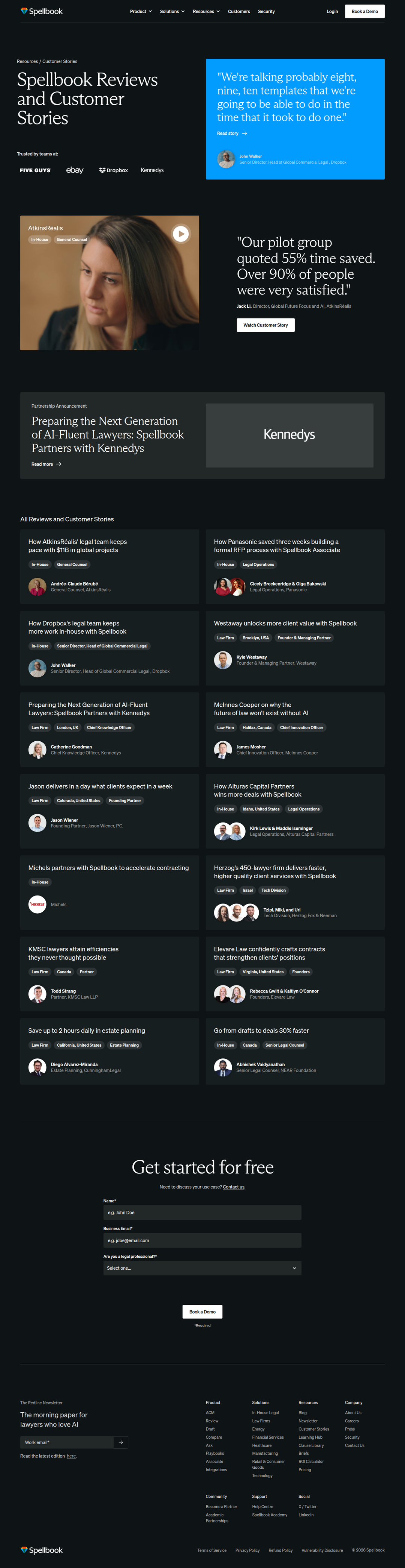 Customer Stories page of Spellbook