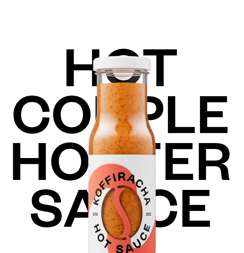 Hot Couple Hotter Sauce section from Koffiracha, on a phone
