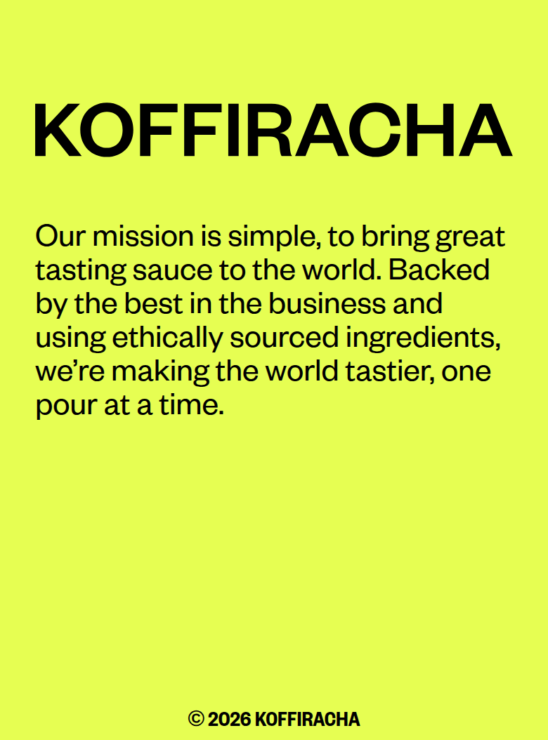 Footer section from Koffiracha, on a phone