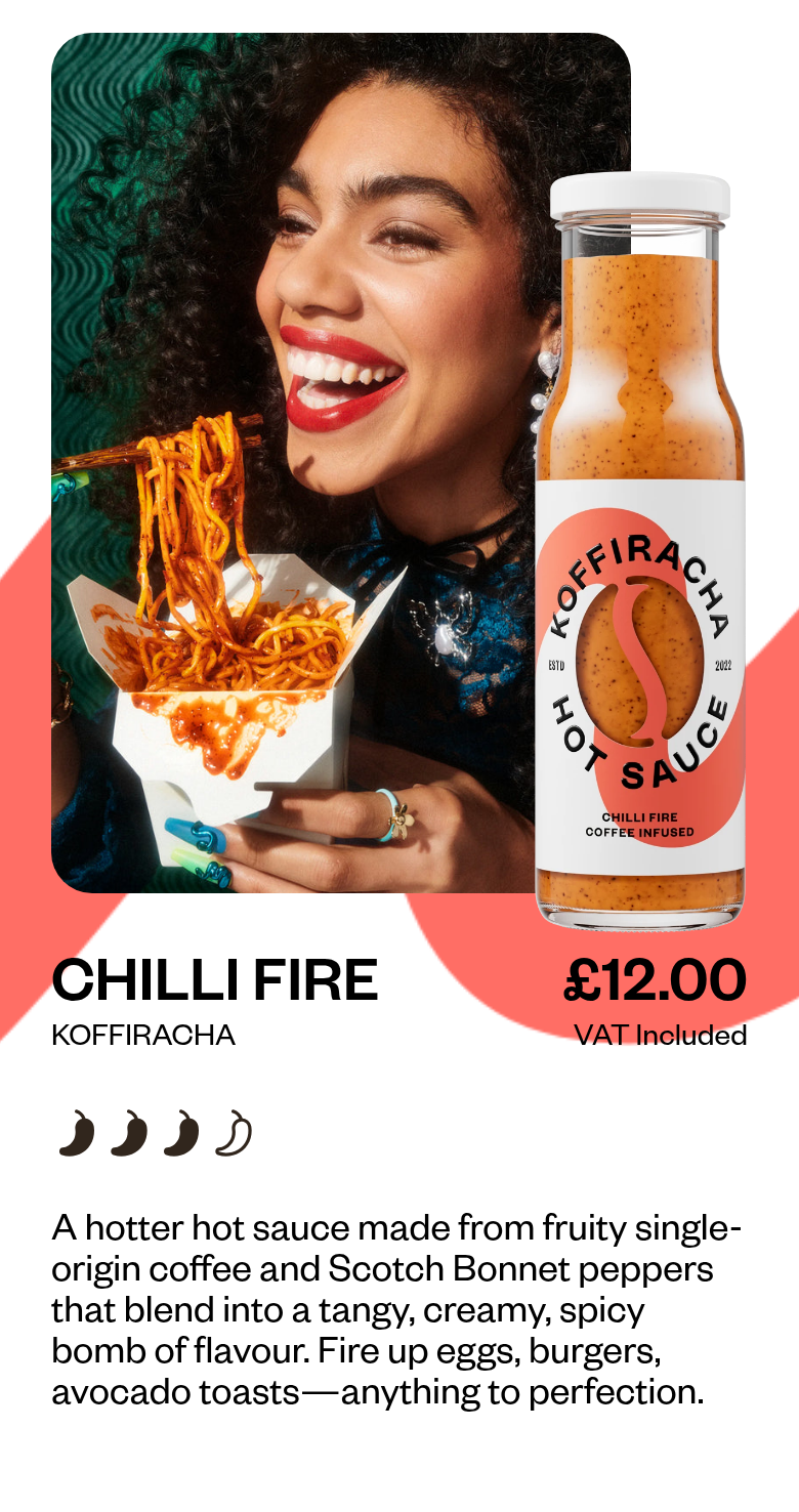 Product section from Koffiracha, on a phone