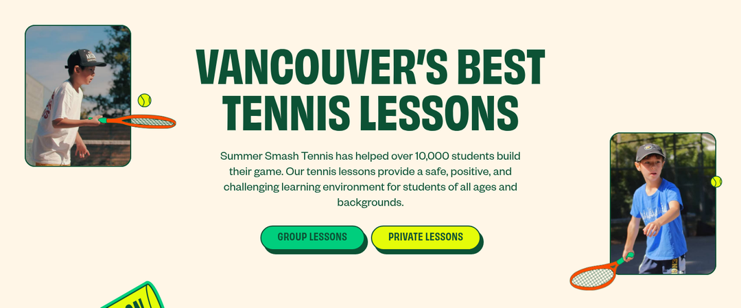 Vancouver's Best Tennis Lessons section from Summer Smash Tennis