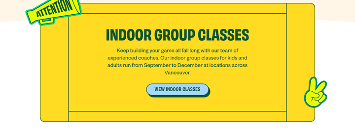 Indoor Group Classes section from Summer Smash Tennis