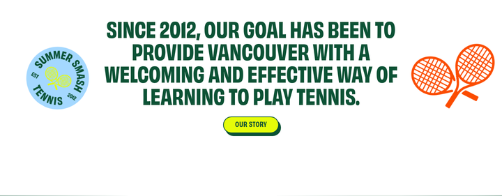 Our Story section from Summer Smash Tennis