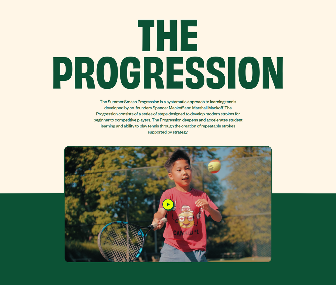 The Progression section from Summer Smash Tennis