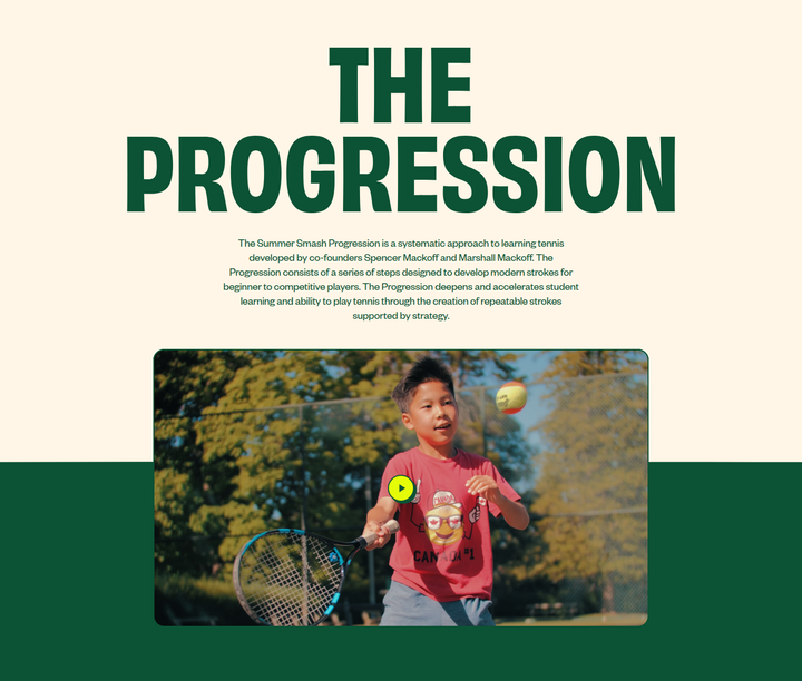 The Progression section from Summer Smash Tennis