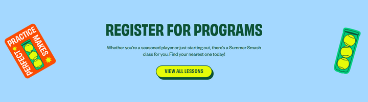 Register for Programs section from Summer Smash Tennis