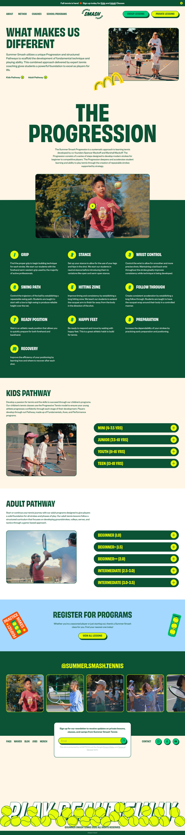 Method page from Summer Smash Tennis