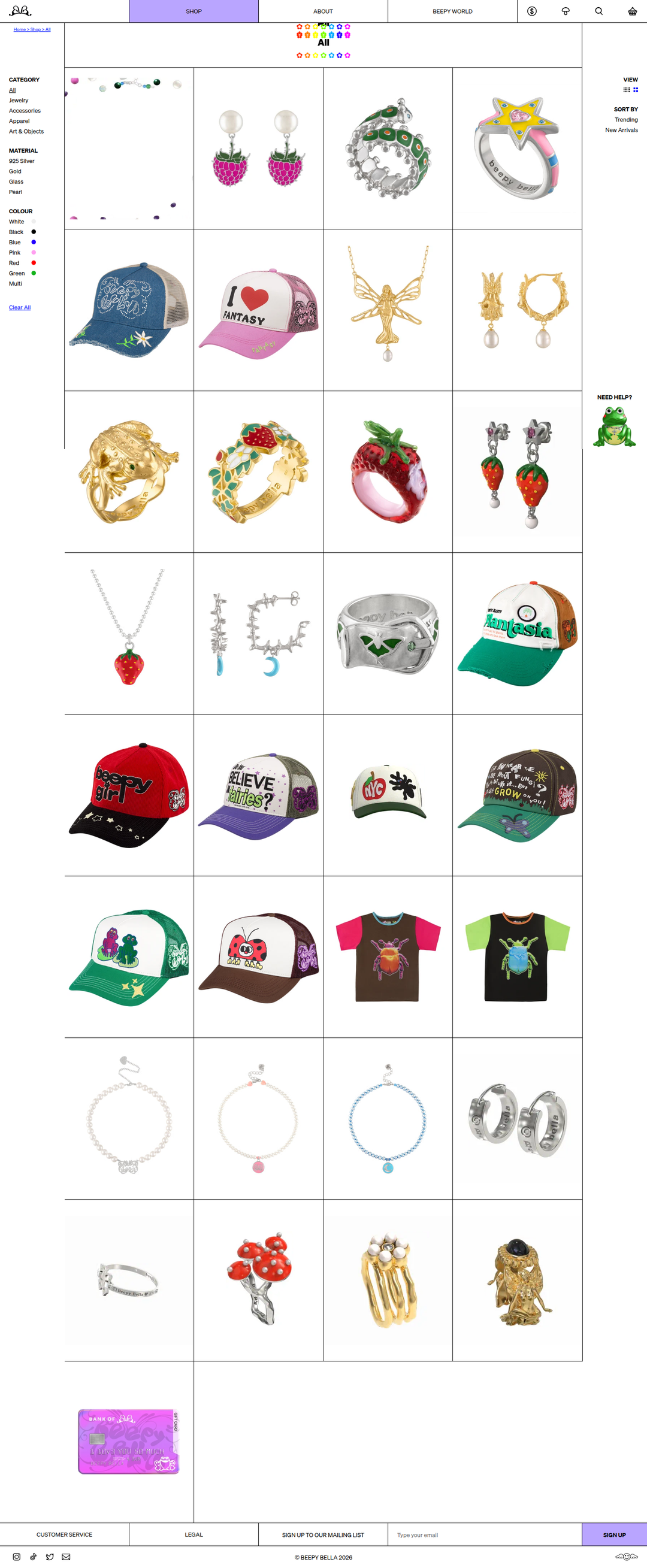 Shop All page of Beepy Bella