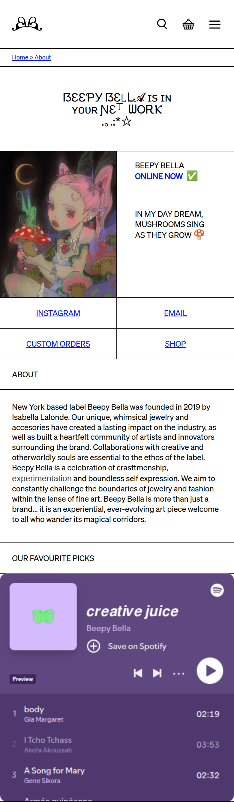 Beepy World section from Beepy Bella, on a phone