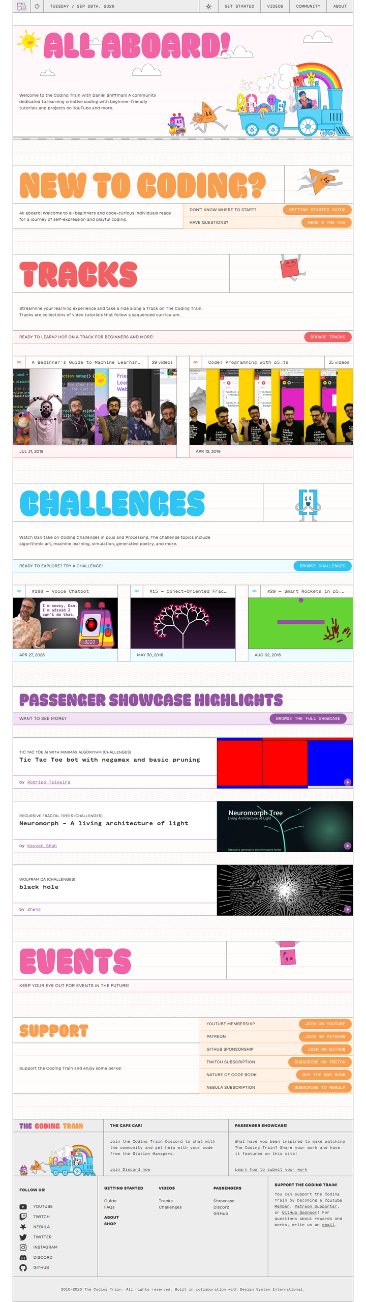 Home page from The Coding Train