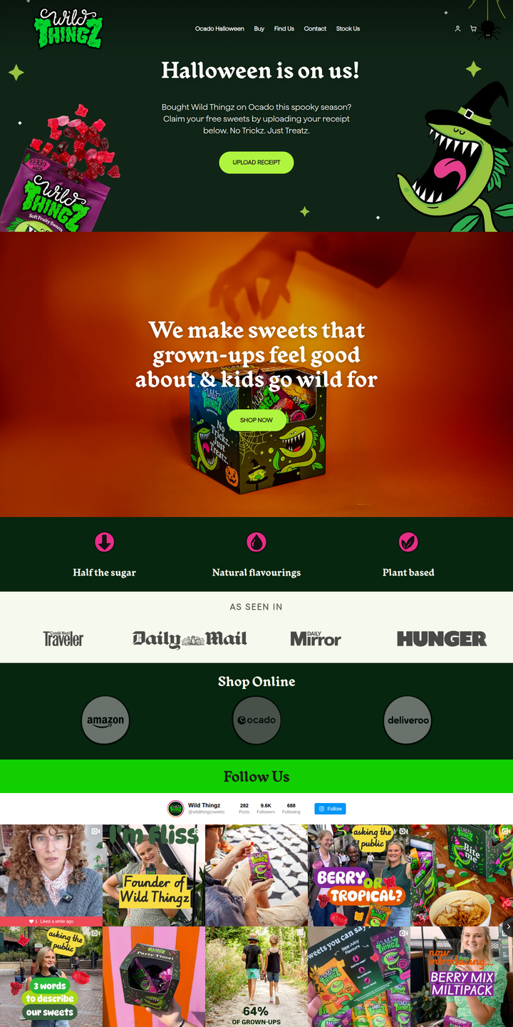 Home page of the Wild Thingz website