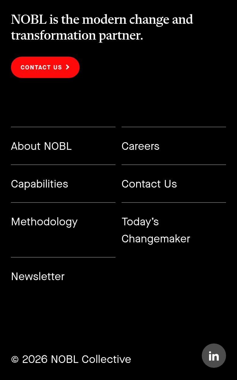 Footer section from NOBL, on a phone