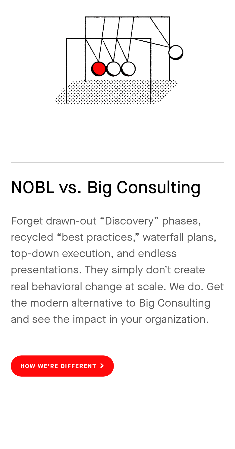 NOBL vs. Big Consulting section from NOBL, on a phone