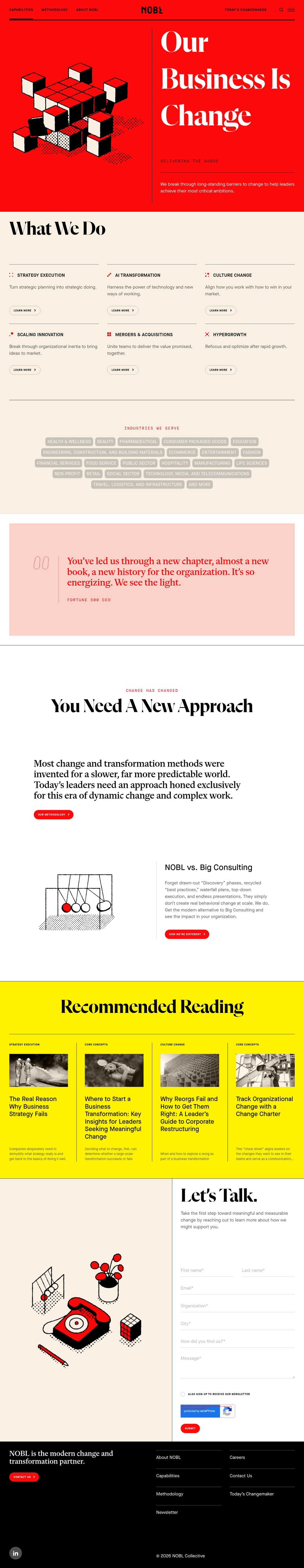 Capabilities page of NOBL