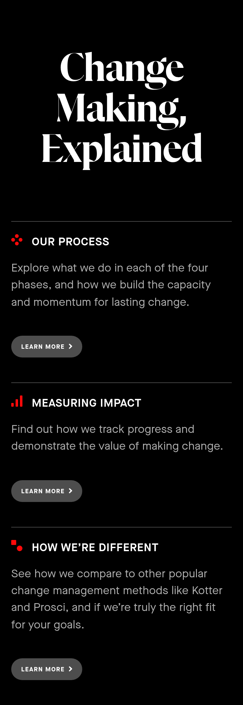 Change Making, Explained section from NOBL, on a phone