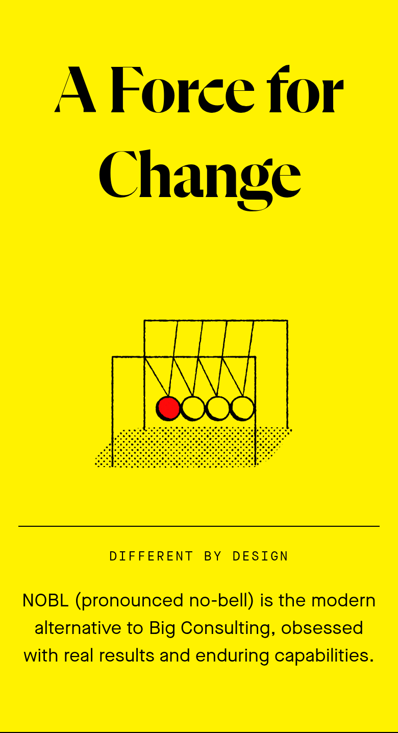 A Force for Change section from NOBL, on a phone