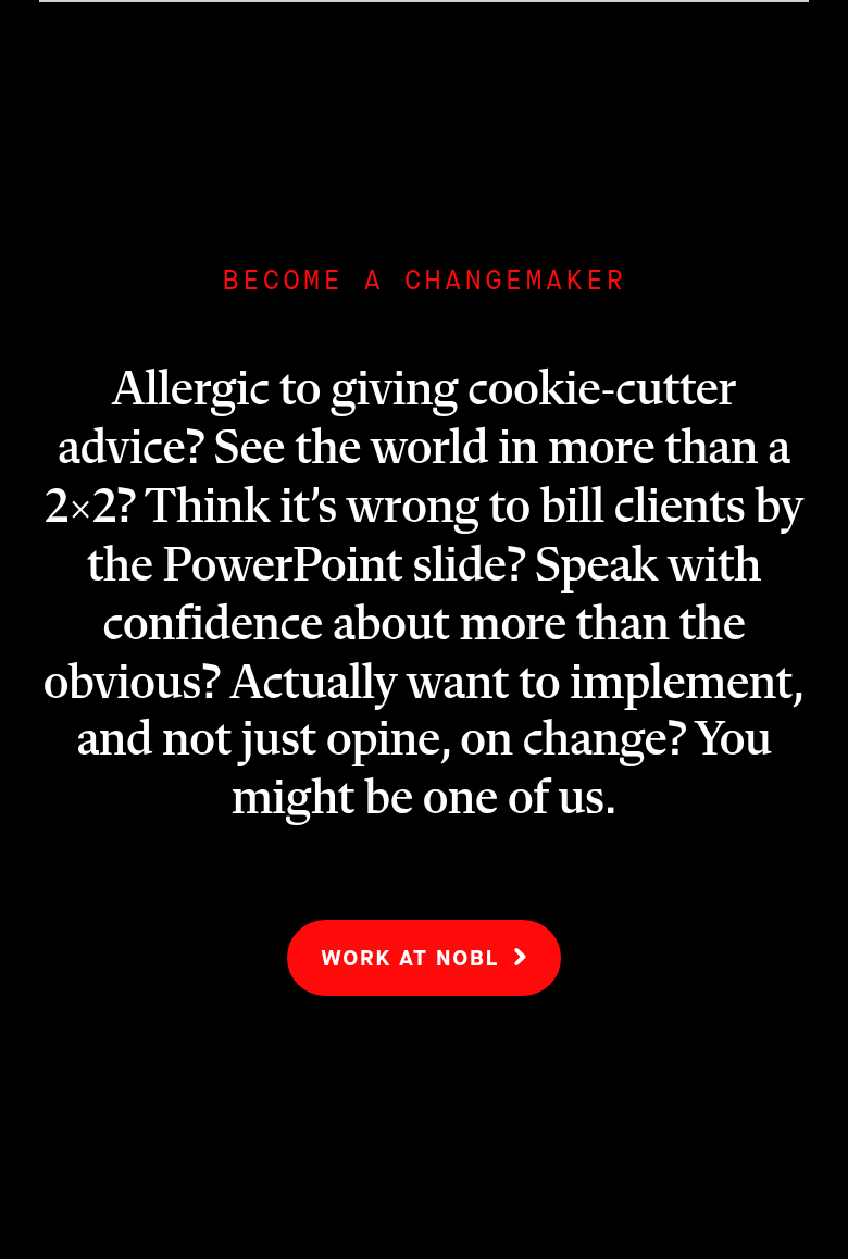 Allergic to Cookie-Cutter Advice? section from NOBL, on a phone