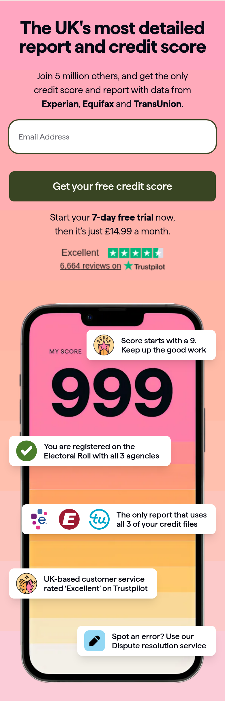 Hero section from Checkmyfile, on a phone
